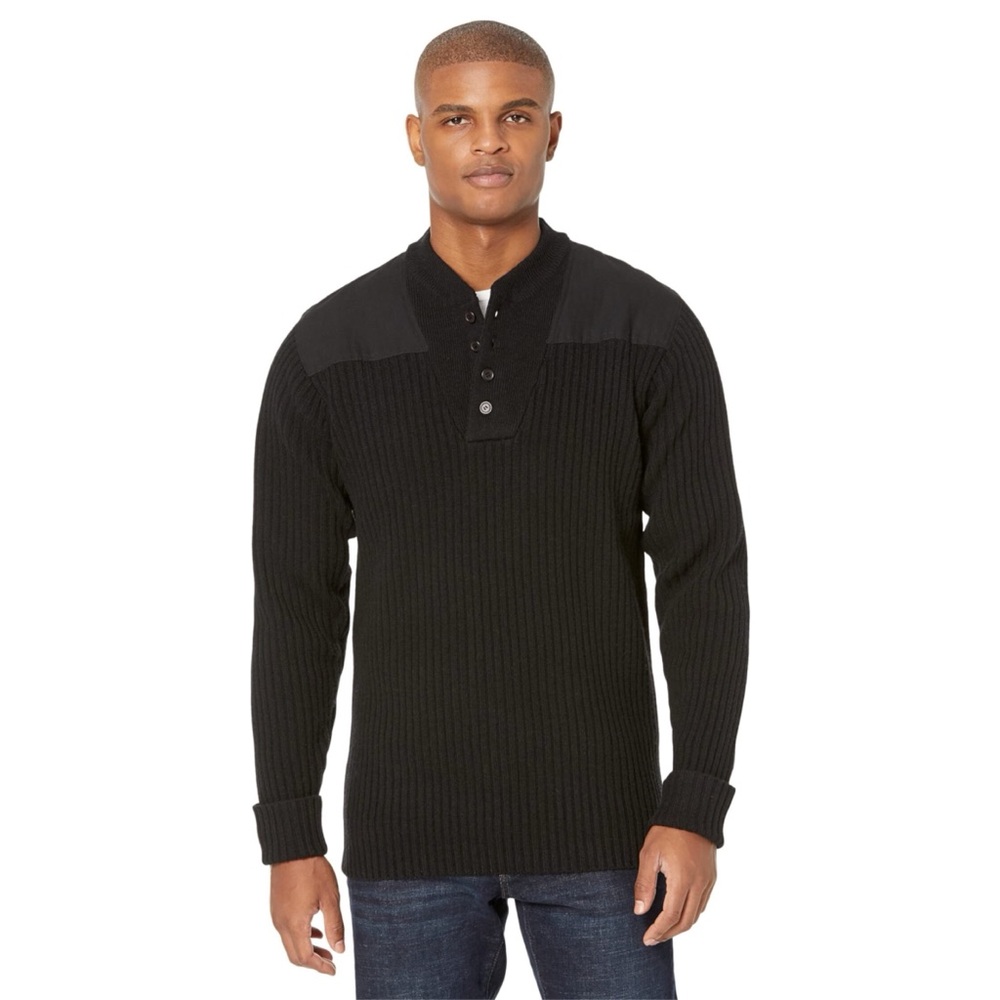 Ll Bean Commando Henley Sweater Men’s Xxl Merino Lamb Wool Ribbed Pullover Patch